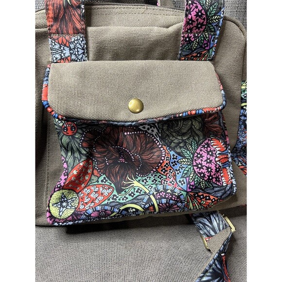 Black Butterfly Canvas Crossbody Handbag Satchel Bag Bohemian Floral Print Boho - Picture 7 of 14